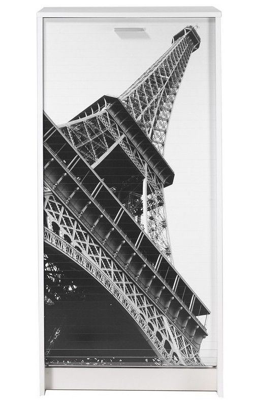 Meuble à Chaussures blanc imprimé Tour Eiffel 21 paires Shoot - Photo n°1