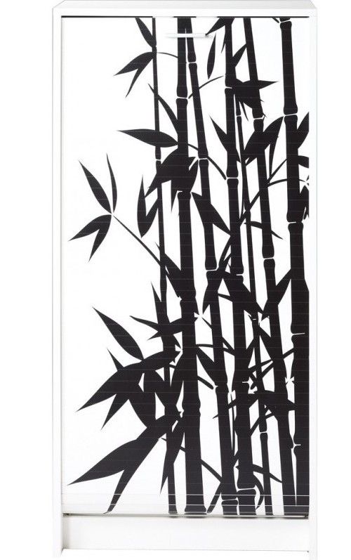 Meuble à chaussures blanc rideau bambou 21 paires Shoot 58 cm - Photo n°1