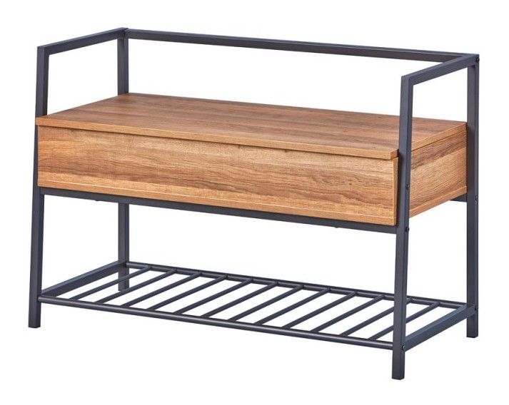 Meuble à chaussures bois chêne foncé et métal noir Oplae - Photo n°1