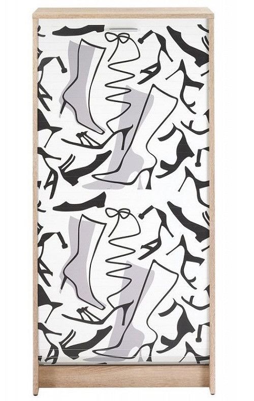 Meuble à chaussures chêne naturel rideau Bottines 21 paires Shoot 58 cm - Photo n°1