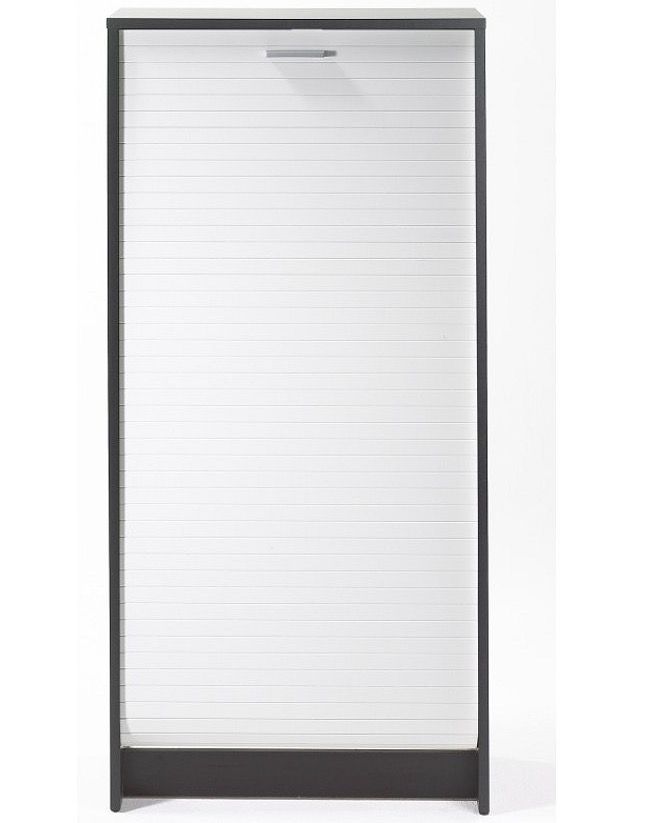 Meuble à chaussures noir rideau blanc 21 paires Shoot 58 cm - Photo n°1