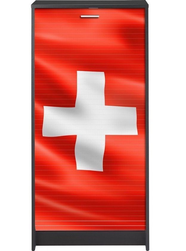 Meuble à chaussures noir rideau drapeau suisse 21 paires Shoot 58 cm - Photo n°1