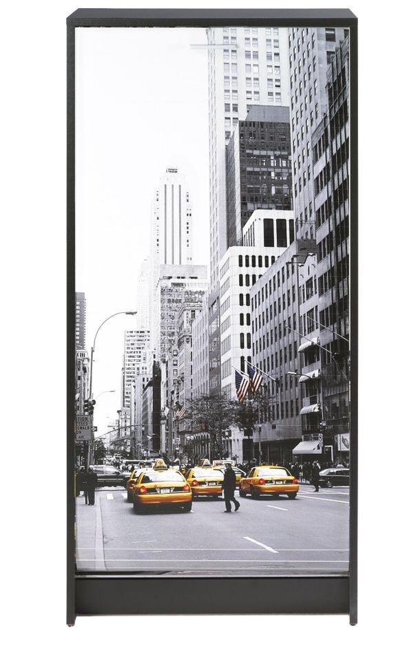 Meuble à chaussures noir rideau taxis jaunes 21 paires Shoot 58 cm - Photo n°1