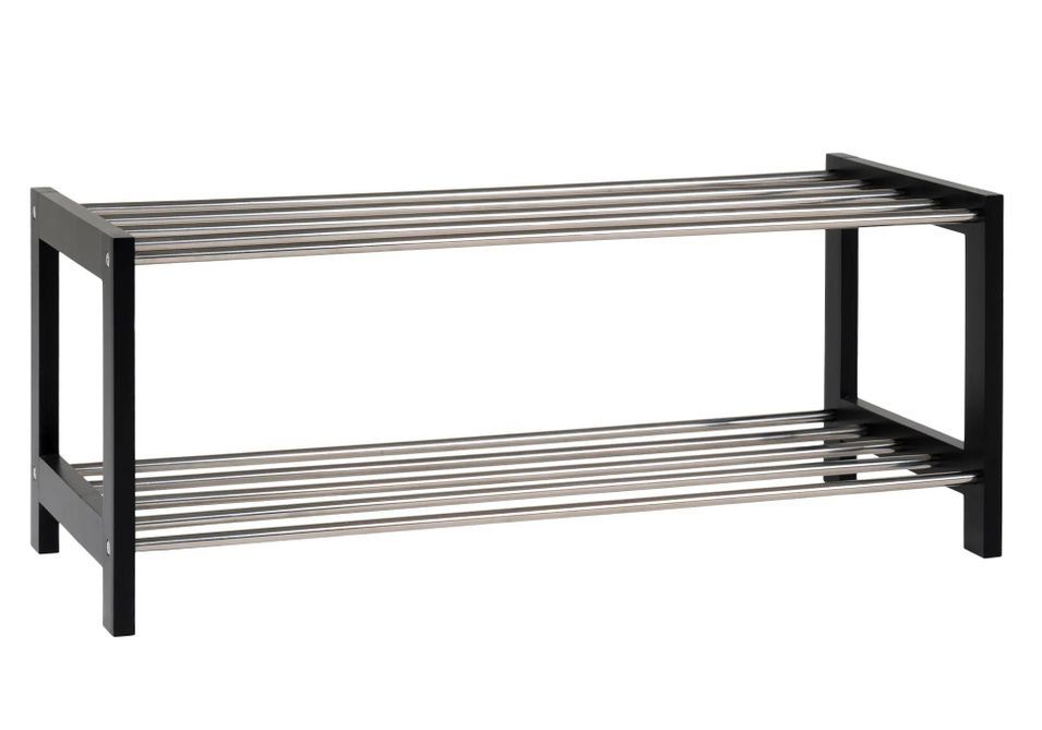 Meuble à chaussures PADOVA – Bois de peuplier & acier noir - Photo n°1