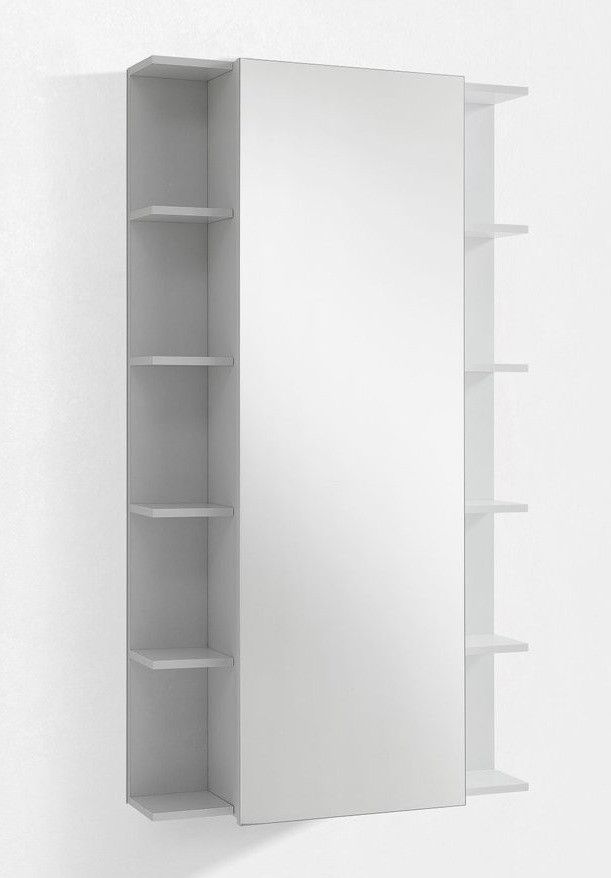 Meuble à chaussures suspendu 1 porte avec miroir bois mélaminé blanc Fée - Photo n°1