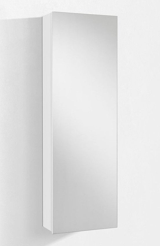 Meuble à chaussures suspendu 1 porte avec miroir mélaminé blanc Frem - Photo n°1