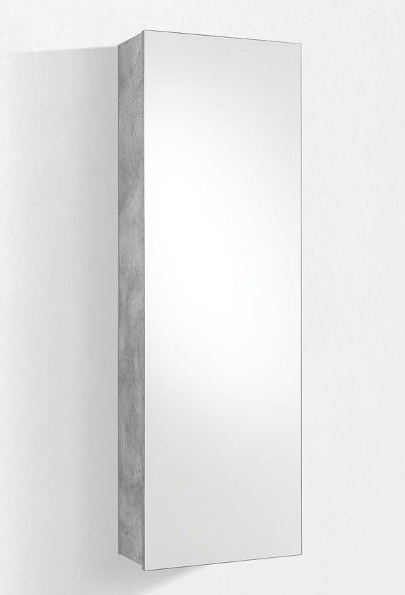 Meuble à chaussures suspendu 1 porte avec miroir mélaminé effet béton Frem - Photo n°1