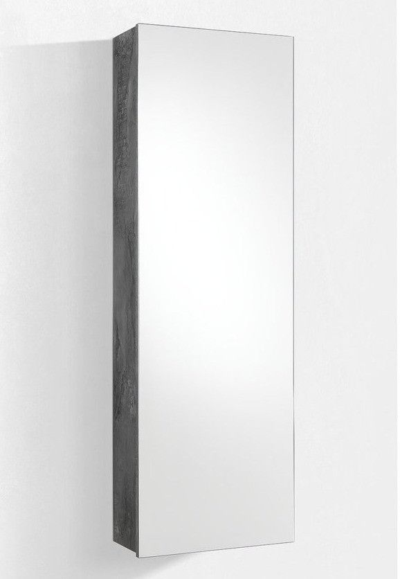 Meuble à chaussures suspendu 1 porte avec miroir mélaminé gris Frem - Photo n°1