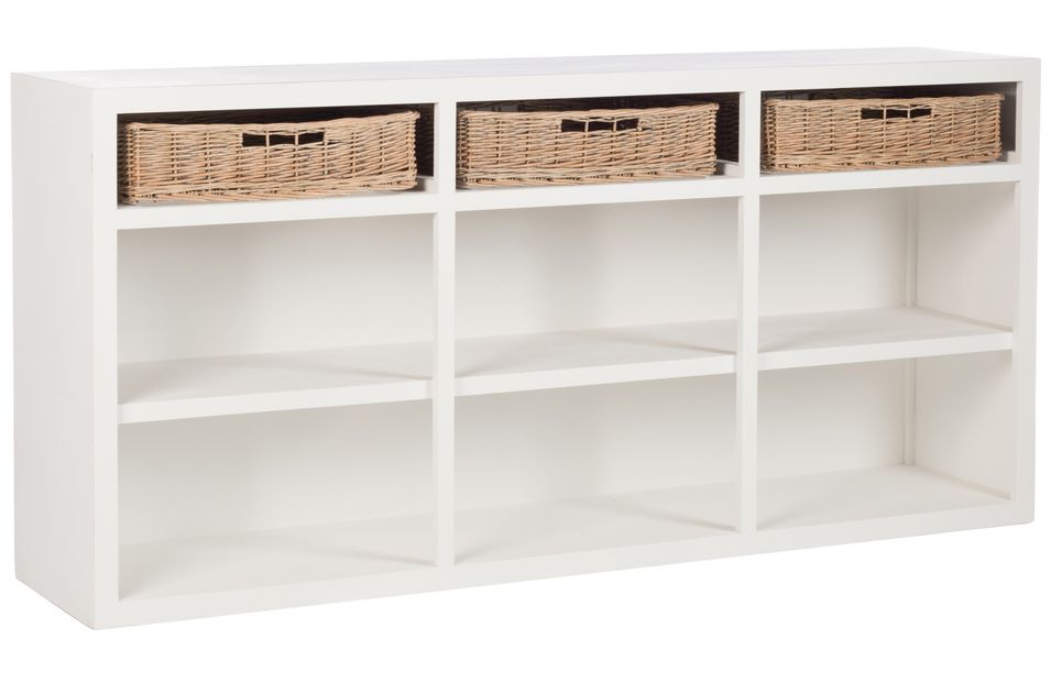 Meuble avec casiers de rangement + 3 paniers Bianca L 180 cm - Photo n°1