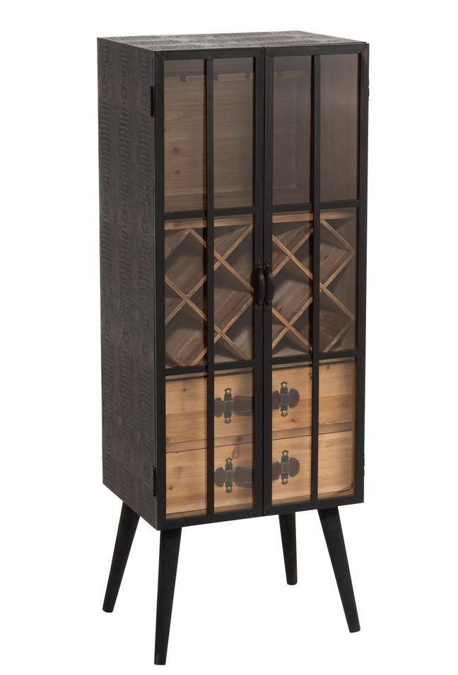 Meuble bar 2 tiroirs en bois noir Guilli L 50 cm - Photo n°1