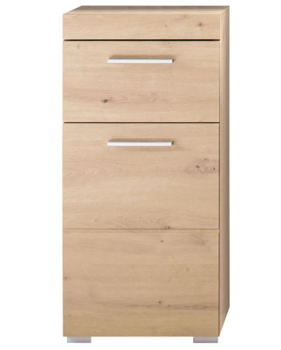 Meuble bas chêne clair 1 porte 1 tiroir Kelia 37 cm - Photo n°1