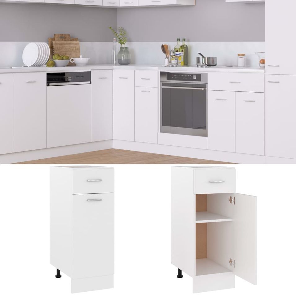 Meuble bas de cuisine Blanc 30x46x81,5 cm - Photo n°5