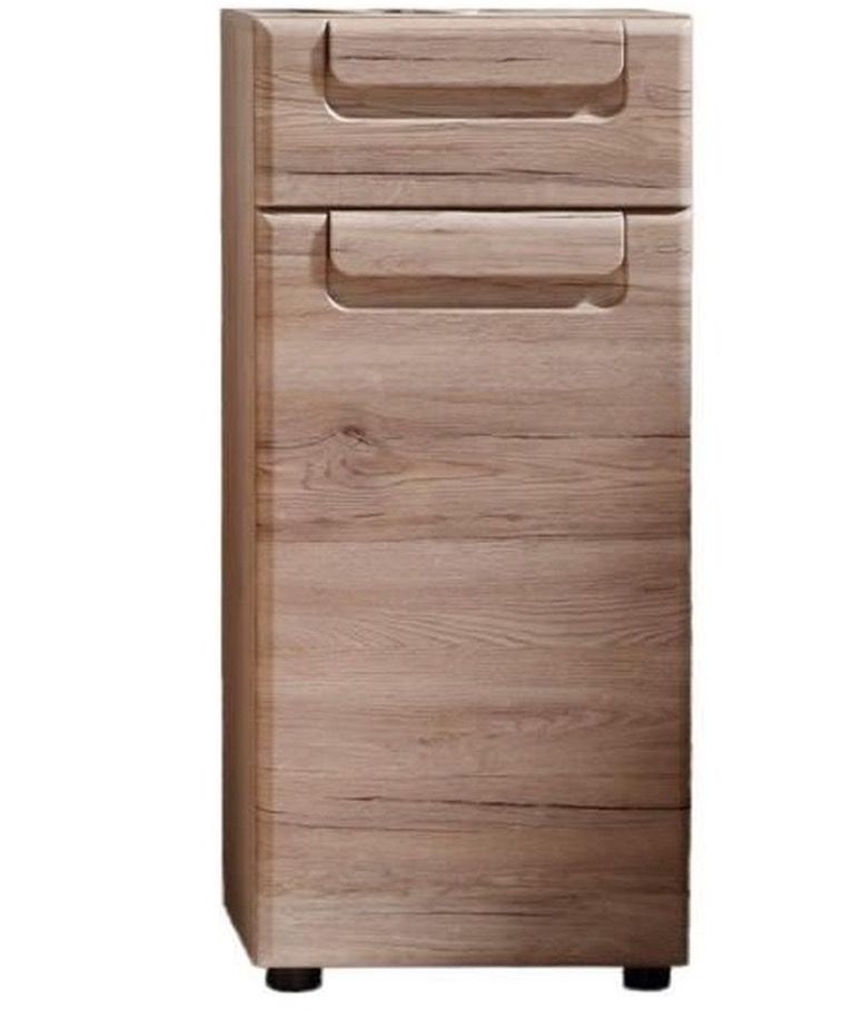 Meuble bas salle de bain 1 porte 1 tiroir chêne San Remo Aurel 37 cm - Photo n°1