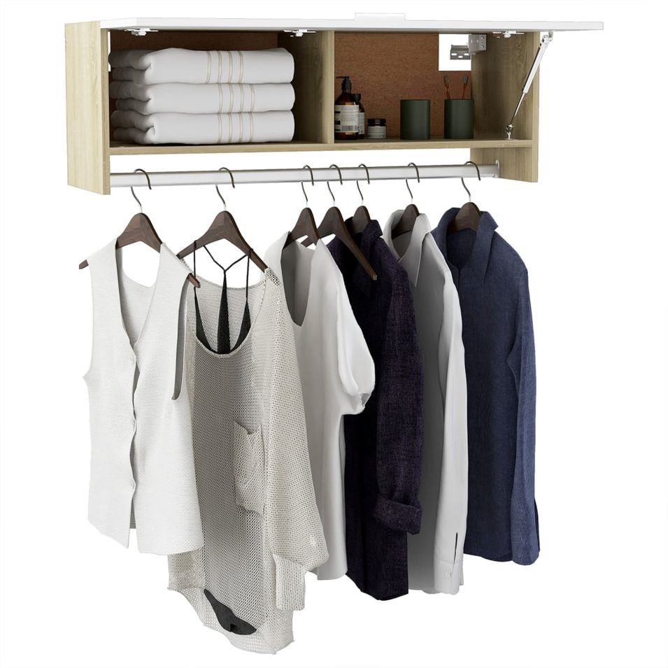 Meuble d’entrée mural avec penderie 100 cm – Modèle Refleta - Photo n°1