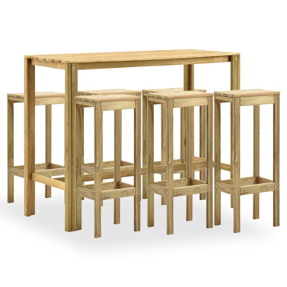 Meuble de bar de jardin 7 pcs Bois de pin imprégné de vert - Photo n°1