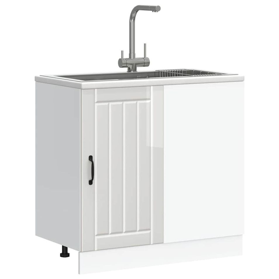 Meuble de base de lavabo Lucca blanc brillant bois ingénierie - Photo n°1
