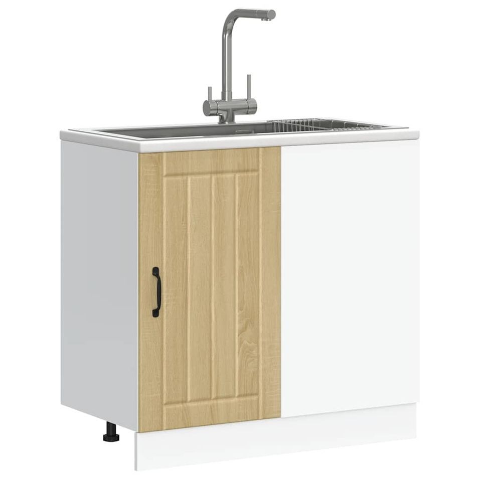 Meuble de base de lavabo Lucca chêne sonoma bois d'ingénierie - Photo n°1