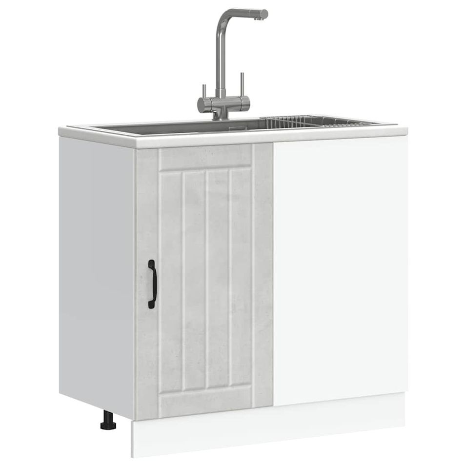 Meuble de base de lavabo Lucca gris béton bois ingénierie - Photo n°1