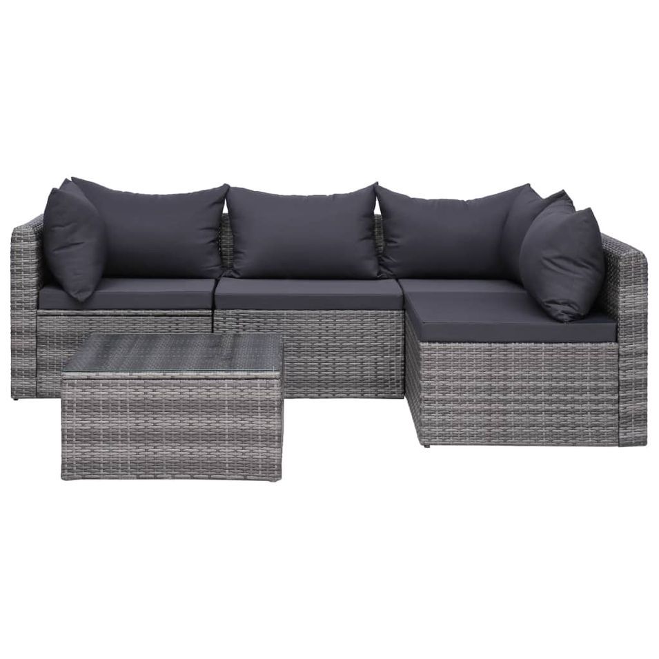 Meuble de jardin 5 pcs et coussins et oreillers Résine tressée - Photo n°1