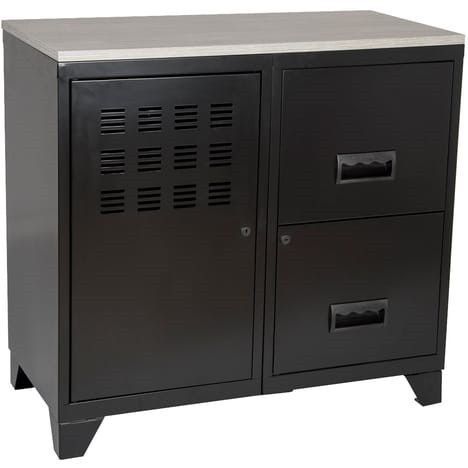 Meuble de rangement 1 porte 2 tiroirs métal noir Regus - Photo n°1