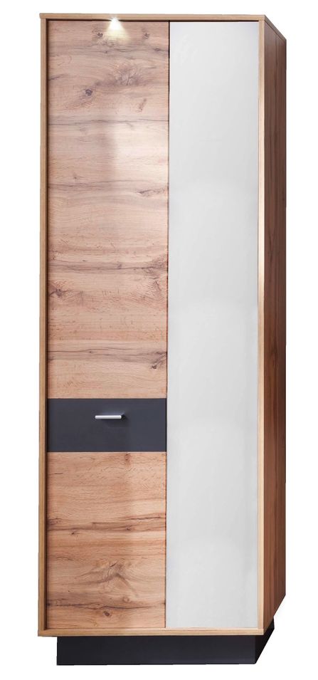 Meuble de rangement 1 porte chêne Wotan 1 porte miroir Dravy 69 cm - Photo n°1