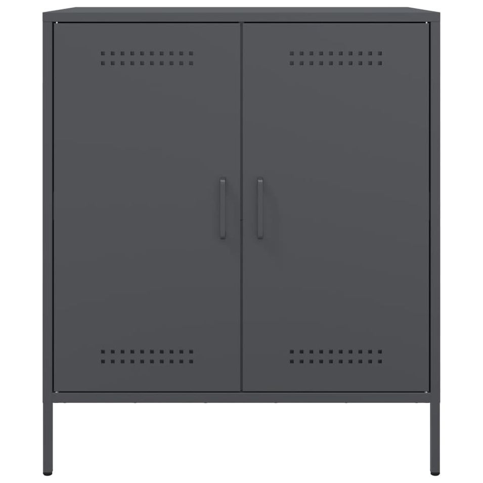 Meuble de rangement 2 portes en acier Klavin 68 cm - Style Industriel - Photo n°1