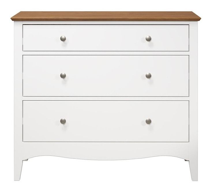 Meuble de rangement 3 tiroirs bois massif blanc et naturel Elisa - Photo n°1