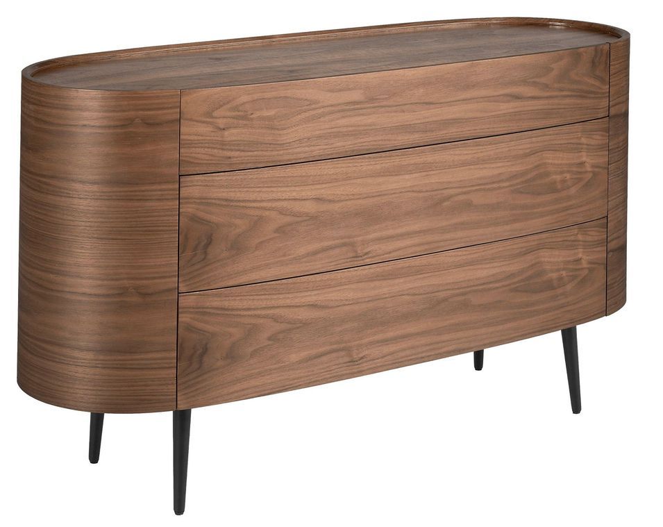 Meuble de rangement 3 tiroirs Keliane 135 cm - Noyer et pieds acier noir - Photo n°1