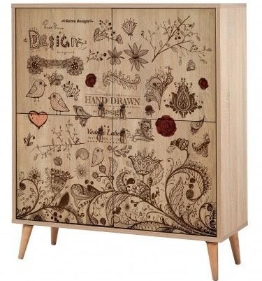 Meuble de rangement 4 portes en bois clair Kiza 731 - Photo n°1