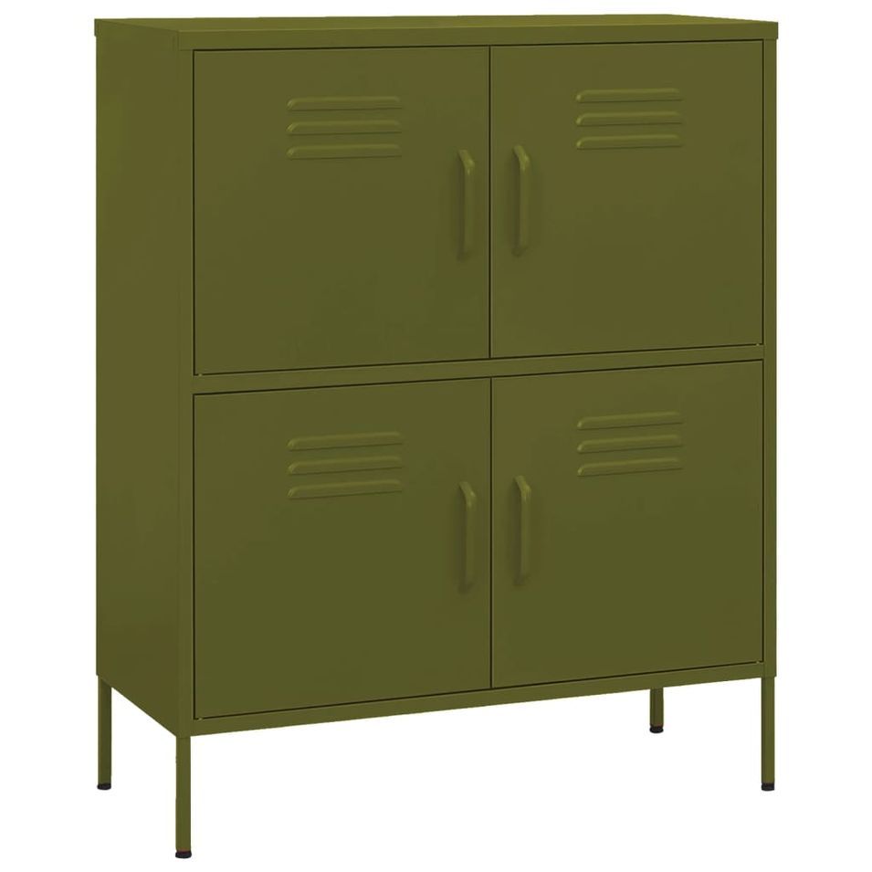 Meuble de rangement 4 portes Klako 80 cm - Acier mat - Photo n°1