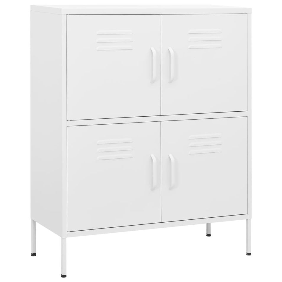 Meuble de rangement 4 portes Klako 80 cm - Acier mat - Photo n°1
