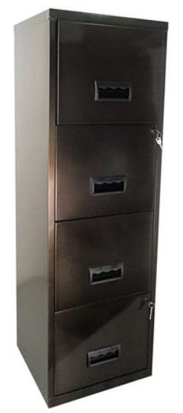 Meuble de rangement 4 tiroirs métal bleu noir vernis Nolan - Photo n°1