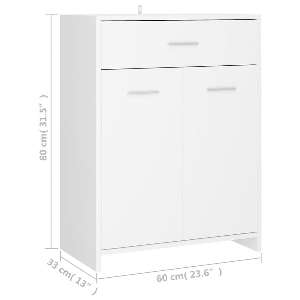Meuble de rangement Blanc 60x33x80 cm - Photo n°9