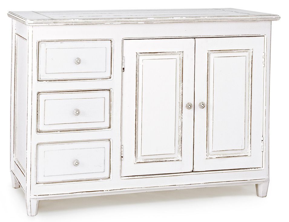 Meuble de rangement bois de manguier blanc Carolina L 120 cm - Photo n°1