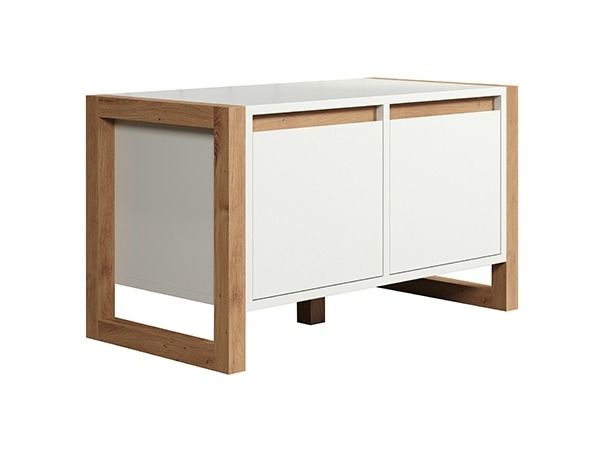 Meuble de rangement bois MDF blanc et bois clair Maria - Photo n°1