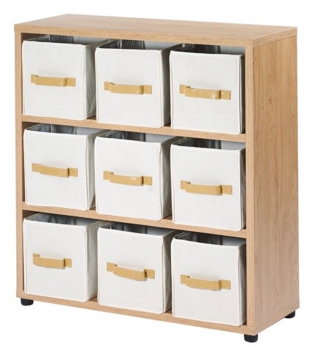 Meuble de rangement Chêne clair 9 paniers H 89 - Photo n°1