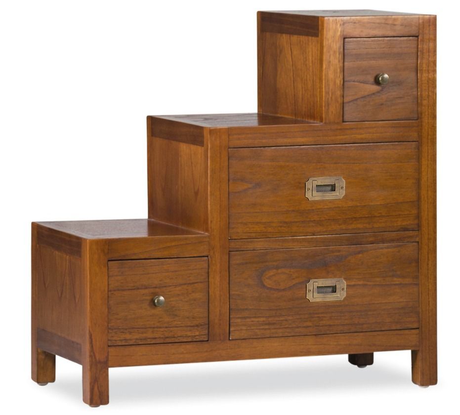 Meuble de rangement escalier droit en bois massif de Mindy 1 tiroir Orka 70 cm - Photo n°1