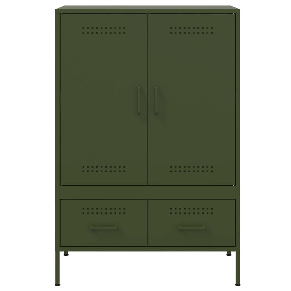 Meuble de rangement haut 2 portes 2 tiroirs en acier Klavin 68 cm - Style Industriel - Photo n°1
