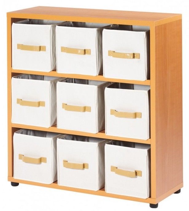 Meuble de rangement Poirier 9 paniers H 89 - Photo n°1