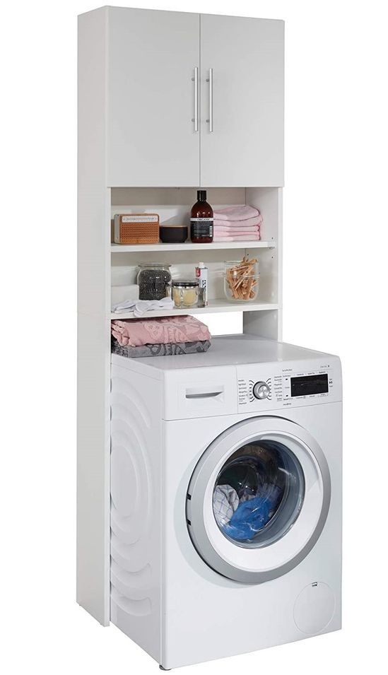 Meuble de rangement salle de bain 2 portes laqué blanc Blaud - Photo n°1