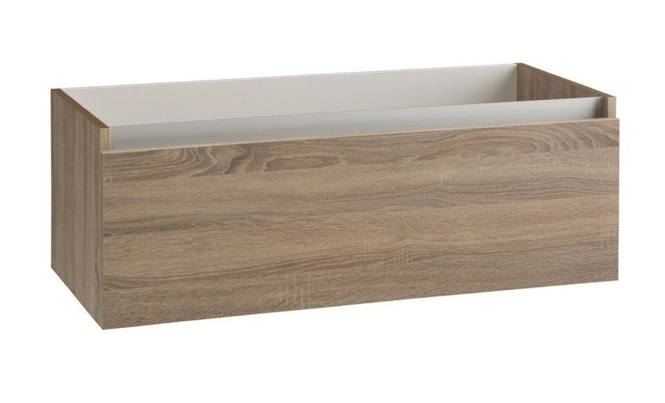 Meuble de salle de bain mélaminé bois clair 1 tiroir Teph L 100 cm - Photo n°1