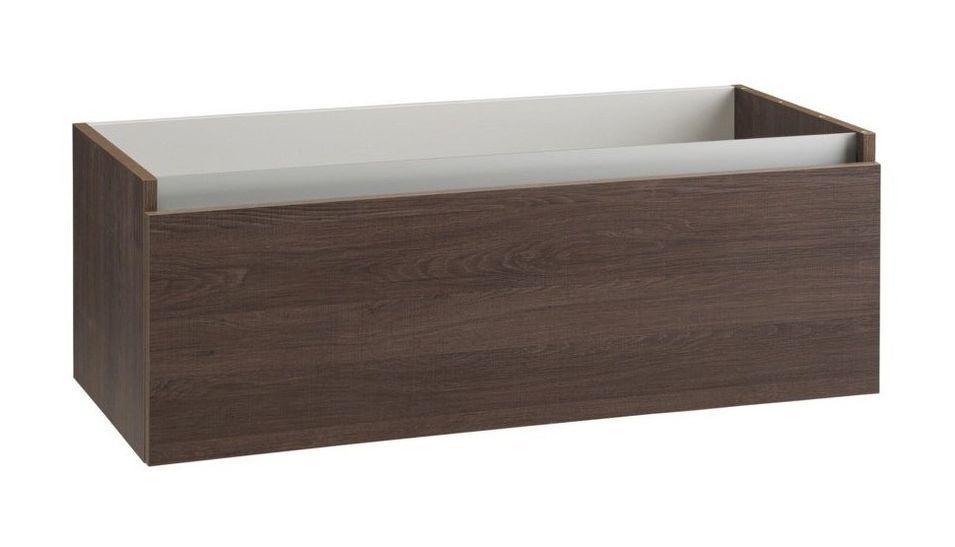 Meuble de salle de bain mélaminé bois foncé 1 tiroir Teph L 100 cm - Photo n°1
