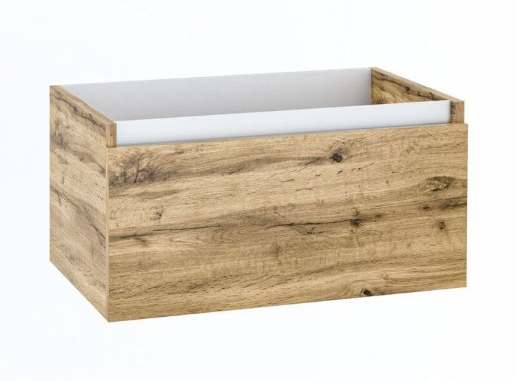 Meuble de salle de bain mélaminé chêne clair 1 tiroir Teph L 70 cm - Photo n°1