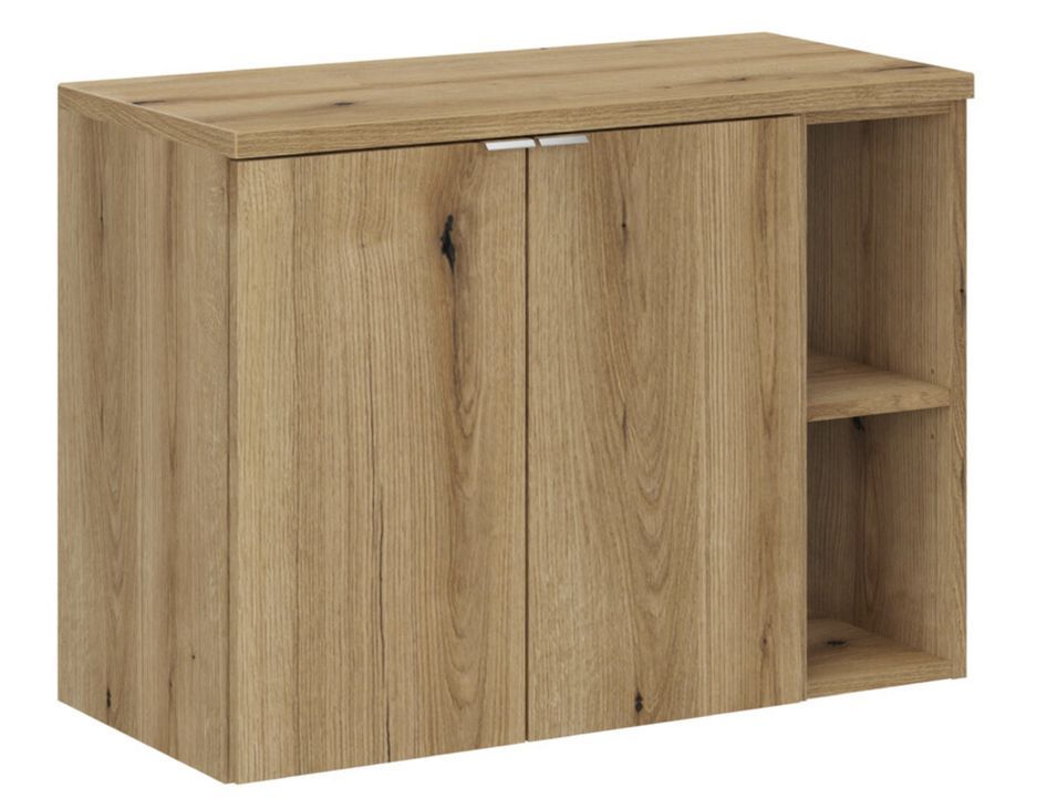 Meuble de salle de bain suspendu 2 portes avec plan de travail NOVA 80 cm - Photo n°1