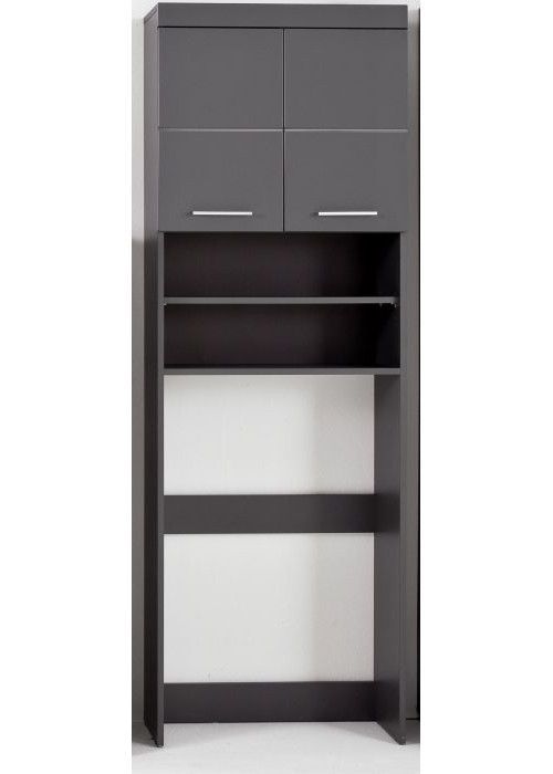 Meuble dessus de machine à laver pour salle de bain gris brillant Kelia - Photo n°1