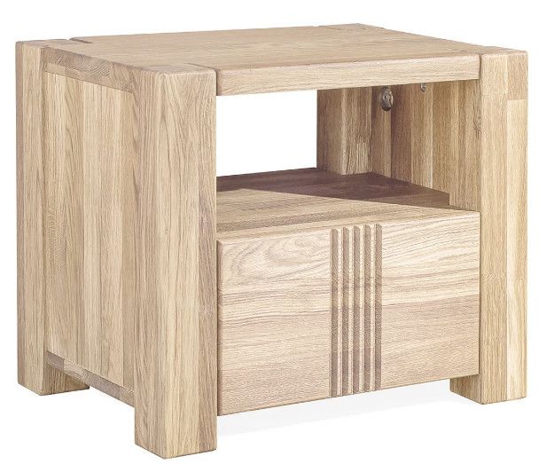 Meuble en bois de chêne massif blanchi 1 tiroir Valoria 53 cm - Photo n°1