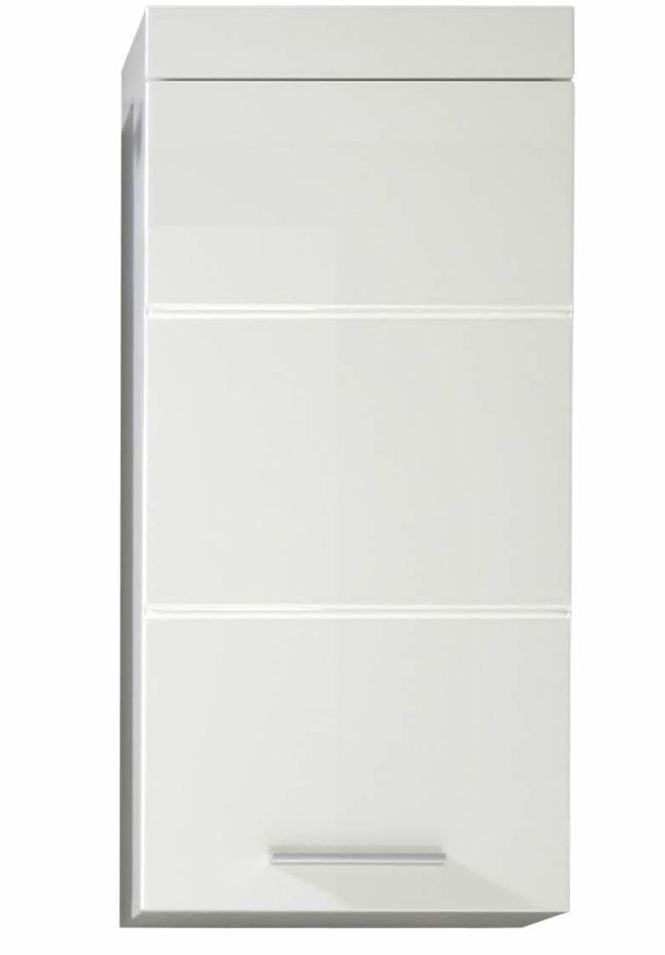 Meuble haut blanc brillant 1 porte Kelia 37 cm - Photo n°1