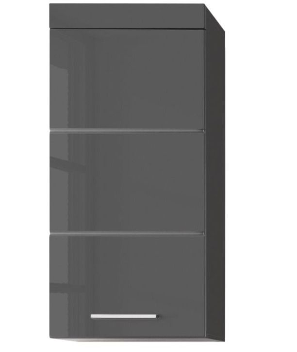 Meuble haut gris brillant 1 porte Kelia 37 cm - Photo n°1