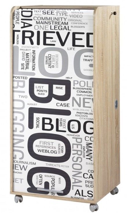 Meuble informatique à rideau chêne naturel imprimé blog Orga - Photo n°1