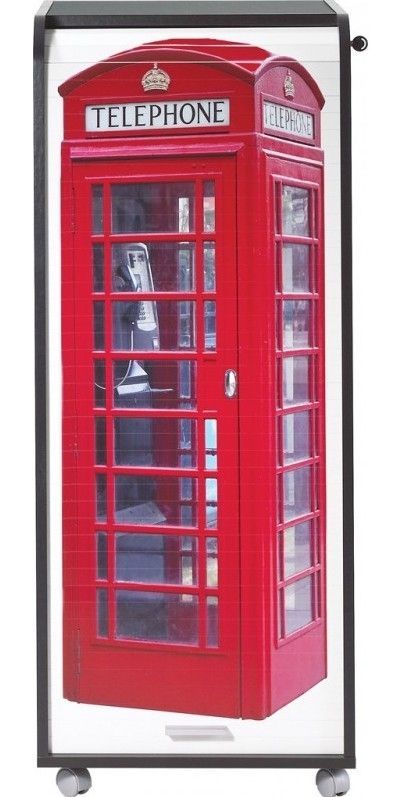 Meuble informatique à rideau noir imprimé Londres Orga 140 cm - Photo n°1